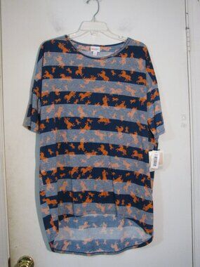 LuLaRoe Irma Tunic Small NWT $35 Blue White Stripes w/ Unicorns Oversized